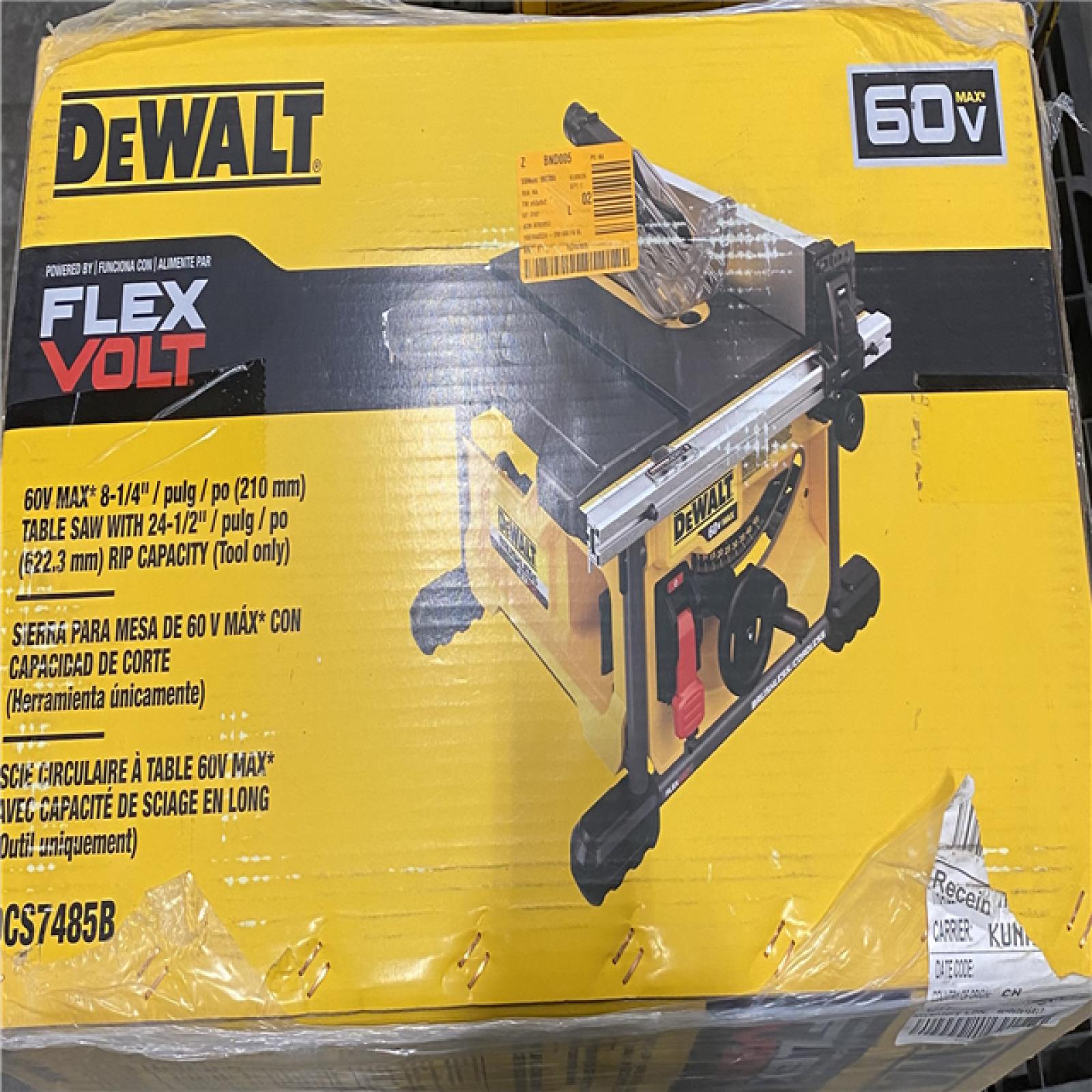 NEW- Dewalt -  DeWALT DCS7485B FLEXVOLT 60-Volt 8-1/4-Inch Adjustable Table Saw - Bare Tool