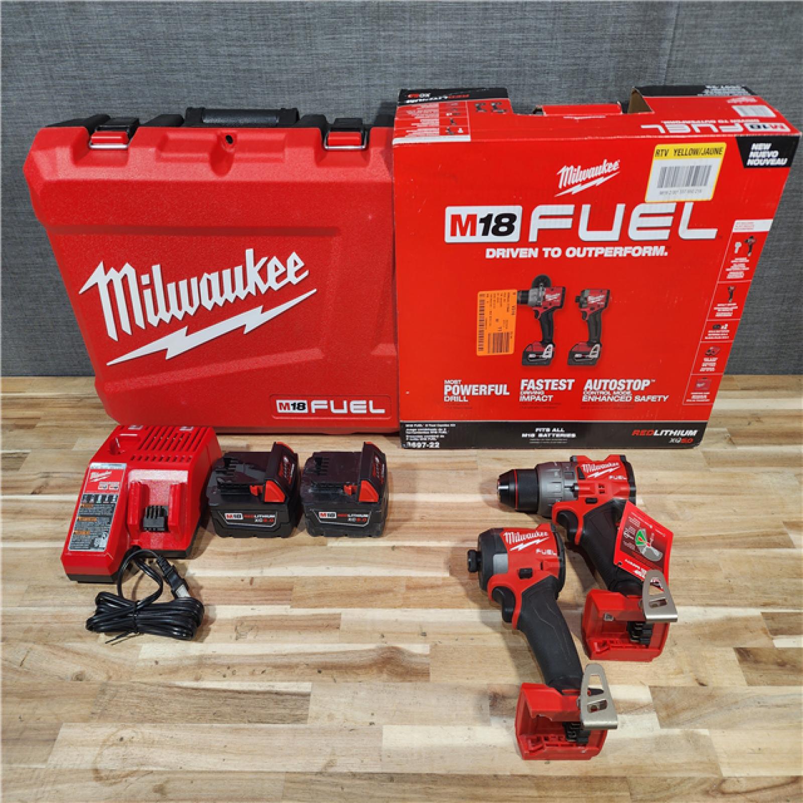 HOUSTON LOCATION - AS-IS Milwaukee  FUEL 18V Lithium-Ion Brushless Cordless Hammer Drill and Impact Driver Combo Kit