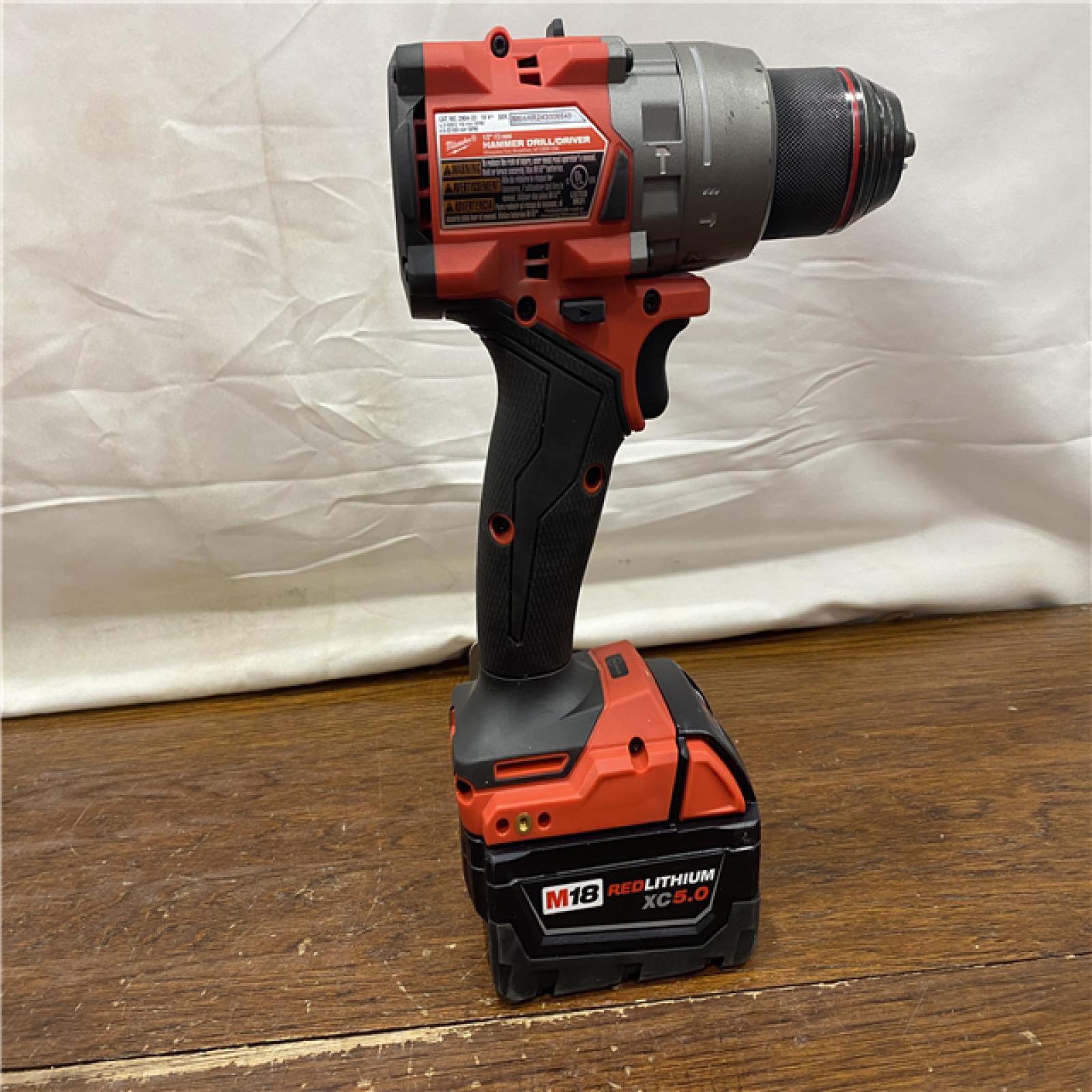 AS-IS Milwaukee 2904-22 Hammer Drill Driver Kit with Batteries  Charger & Tool Case  Red