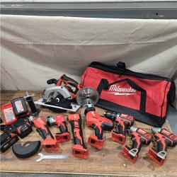 AS-IS Milwaukee 18V Lithium-Ion Cordless Combo Kit (8-Tool) with (3) Batteries, Charger and (2) Tool Bags
