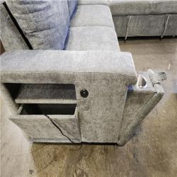 Phoenix 4-Piece L Shape Electric Sectional Sofa Grey with Ottoman