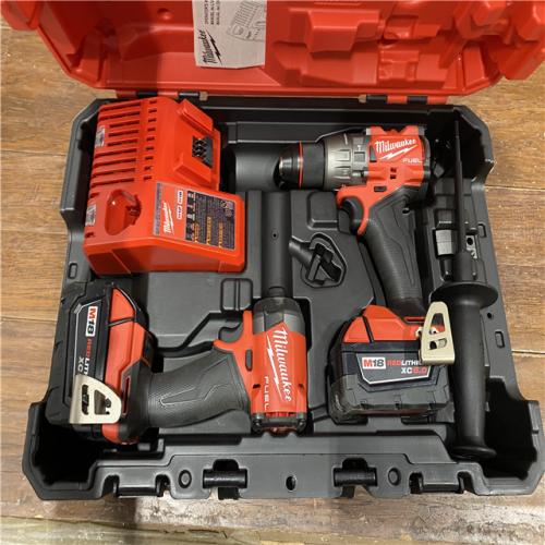 AS-IS MILWAUKEE M18 FUEL 18V Lithium-Ion Brushless Cordless Hammer Drill and Impact Driver Combo Kit (2-Tool) with 2 Batteries