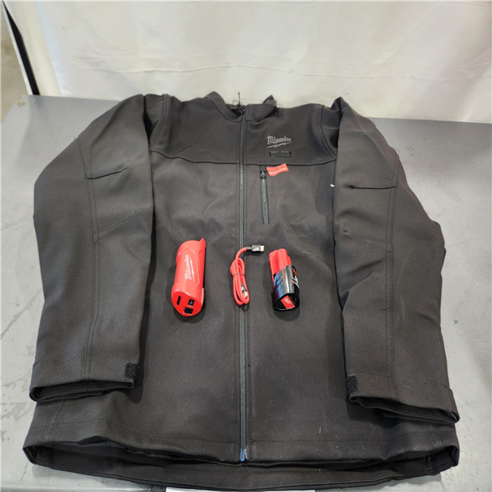 AS-IS- Milwaukee Men's Large 12-Volt Lithium-Ion Cordless Tough Shell Black Heated Jacket with (1) 3.0 Ah Battery and Charger
