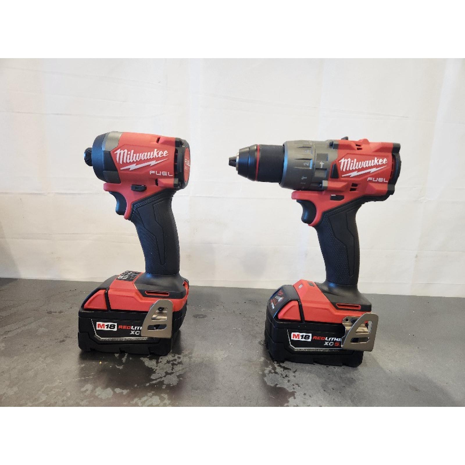 AS-IS- MILWAUKEE FUEL 18V Lithium-Ion Brushless Cordless Hammer Drill and Impact Driver Combo Kit