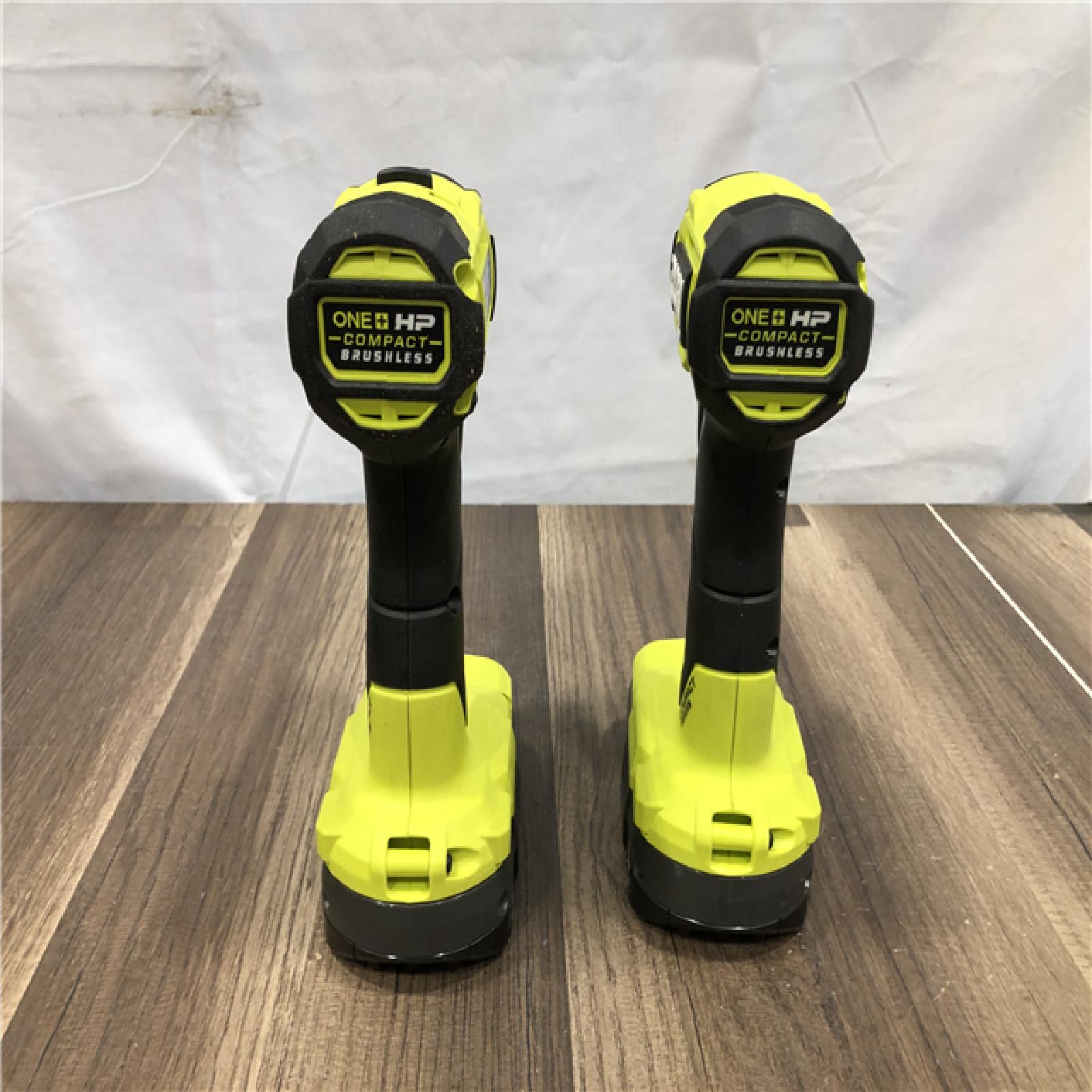 AS-IS RYOBI ONE+ HP 18V Brushless Cordless Compact 1/2 in. Drill and Impact Driver Kit