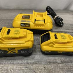 AS-IS DEWALT 20V XR Lithium-Ion Starter Pack with 8.0 Ah and 4.0 Ah Battery Packs and Charger