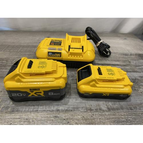 AS-IS DEWALT 20V XR Lithium-Ion Starter Pack with 8.0 Ah and 4.0 Ah Battery Packs and Charger