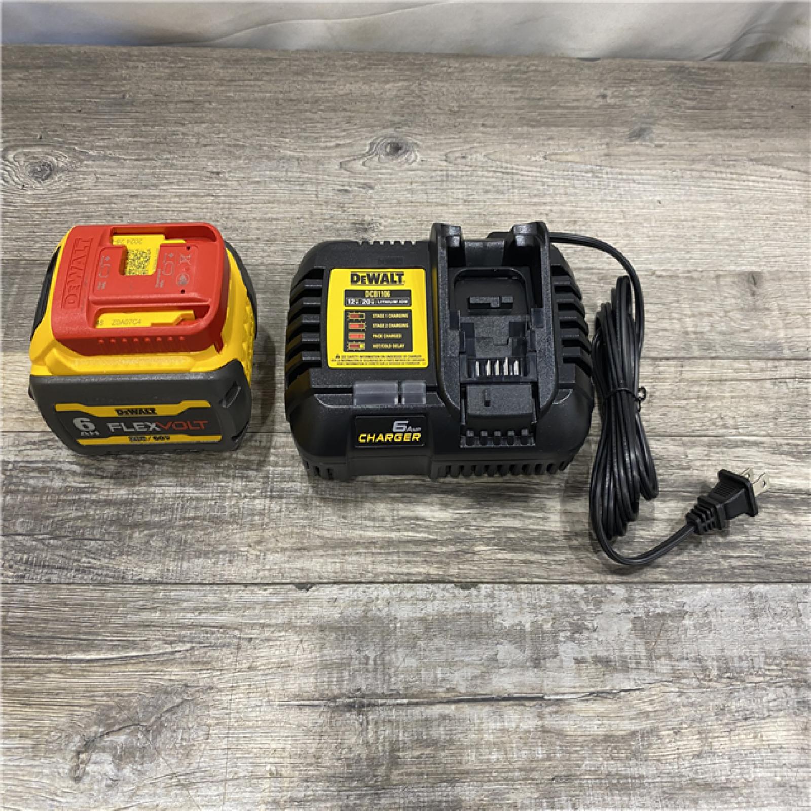 AS-IS DEWALT FLEXVOLT 20V/60V MAX Lithium-Ion 6.0Ah Battery Pack with 6 Amp Output Charger
