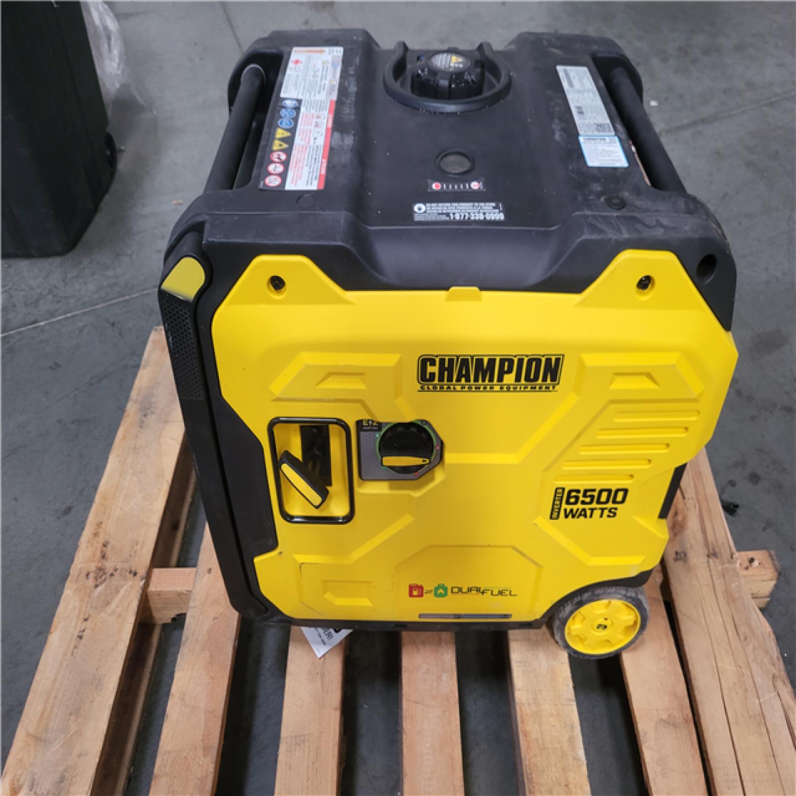 CALIFORNIA AS-IS CHAMPION 6500-Watt Recoil Start Gasoline and Propane Powered Dual Fuel Inverter Portable Generator