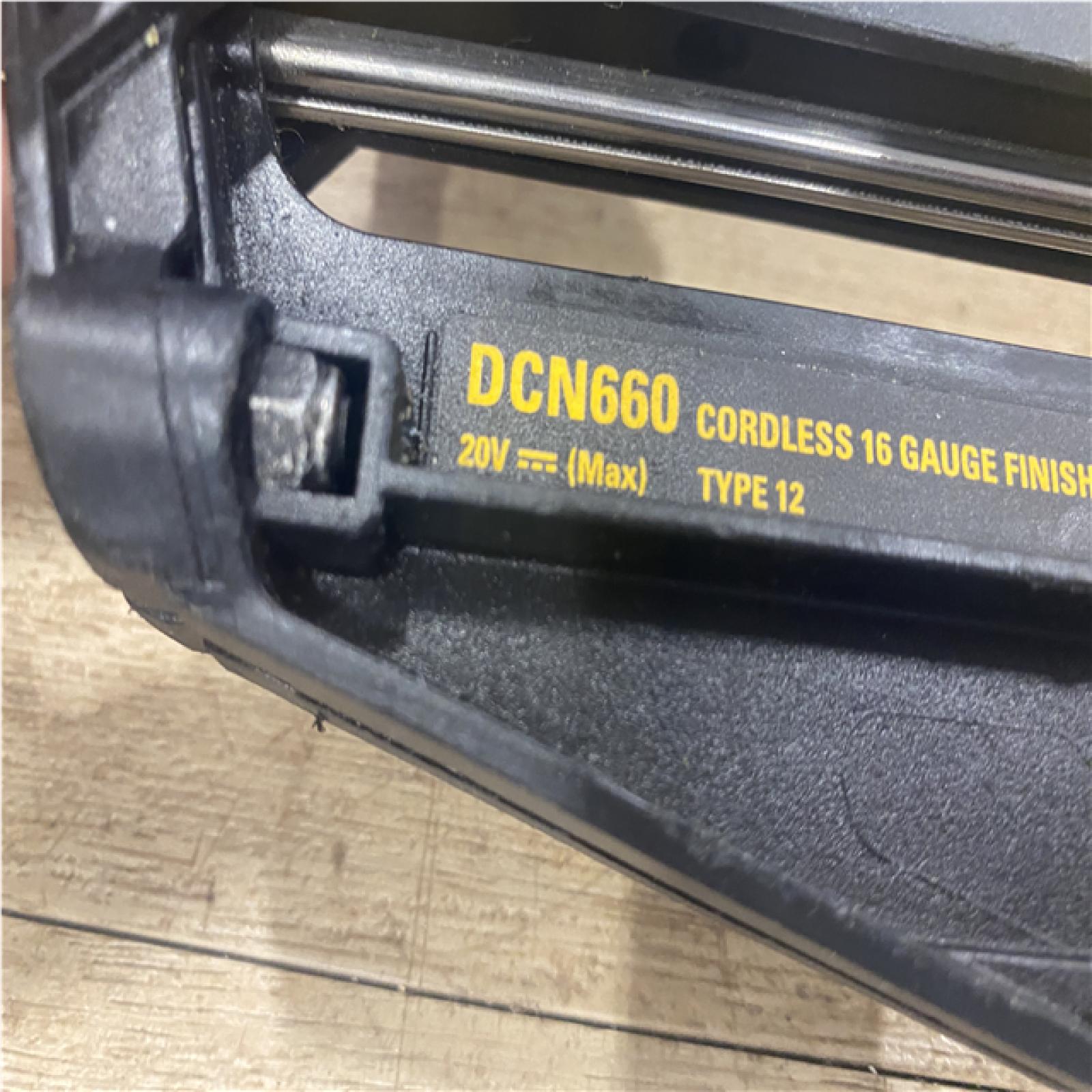 AS-IS DEWALT 20V MAX XR Lithium-Ion Electric Cordless 16-Gauge Angled Finishing Nailer (Tool Only)