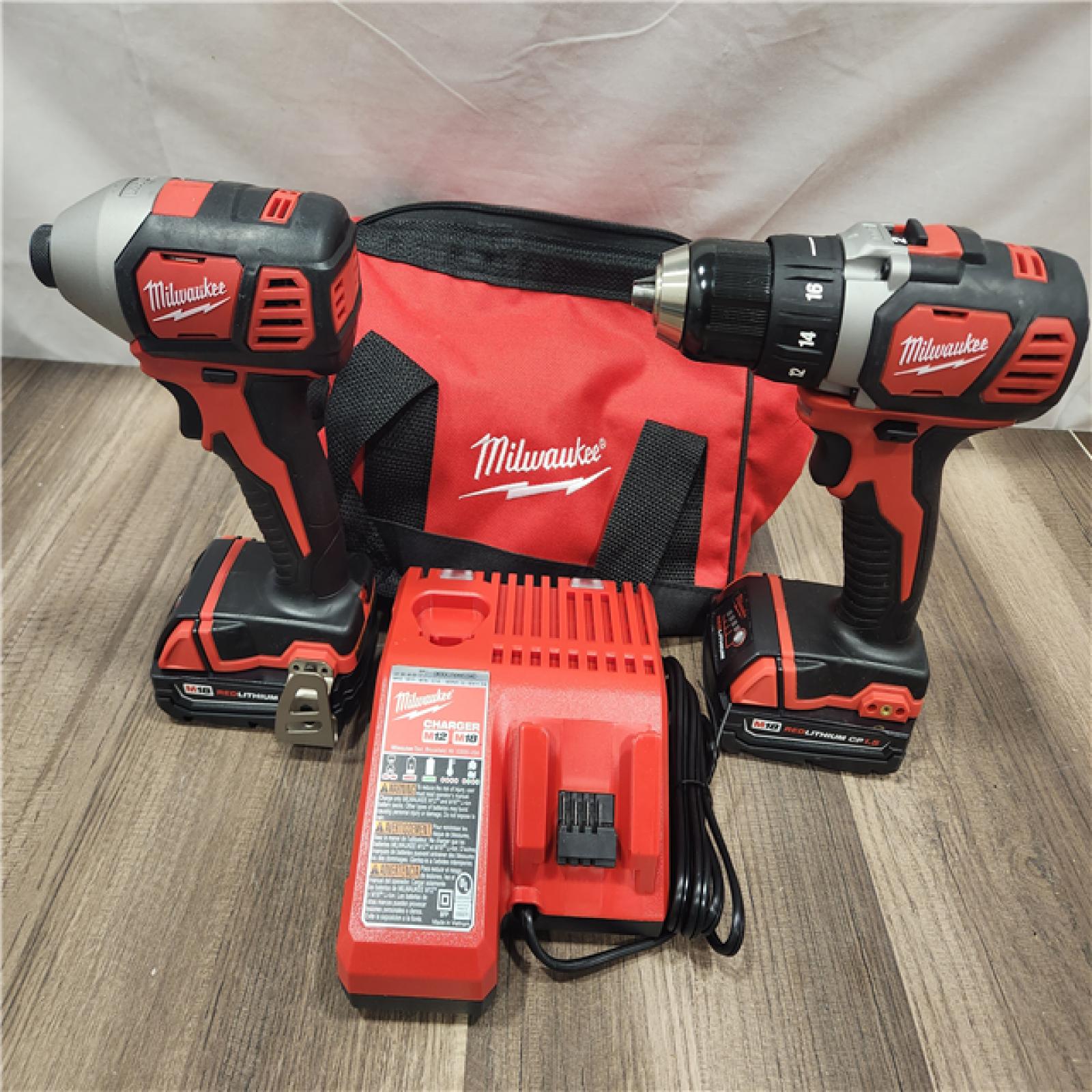 AS-IS- Milwaukee 18V Cordless Brushed 2-Tool Drill/Driver and Impact Driver Kit