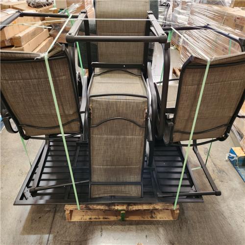 Phoenix AS-IS 7-Piece Metal Outdoor Patio Dining Set with Textilene Chairs and a Rectangular Table