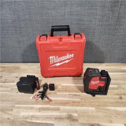 HOUSTON LOCATION - AS-IS Milwaukee Green 100 ft. Cross Line and Plumb Points Rechargeable Laser Level Kit