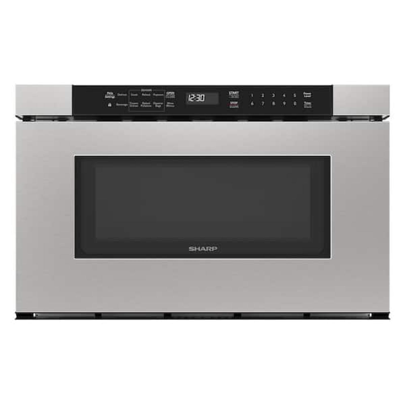 Phoenix NEW Sharp 24 in. 1.2 cu. ft. 950-Watt Built-In Microwave Drawer in Stainless Steel with Angled Black Touch Controls