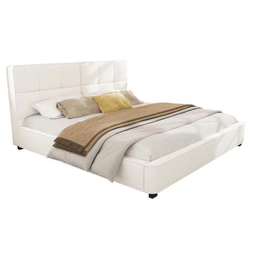 Phoenix NEW CHRISTOPHER KNIGHT HOME Meadow Beige Boucle Upholstered Wood Frame King Size Platform Bed with Tufted Headboard