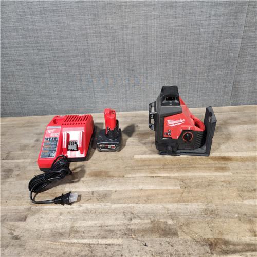HOUSTON LOCATION - AS-IS Milwaukee-3632-21 M12 Green Beam Laser 360° 3-Plane Kit