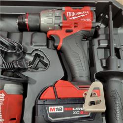AS-IS MILWAUKEE M18 FUEL 18V Lithium-Ion Brushless Cordless Hammer Drill and Impact Driver Combo Kit (2-Tool) with 2 Batteries