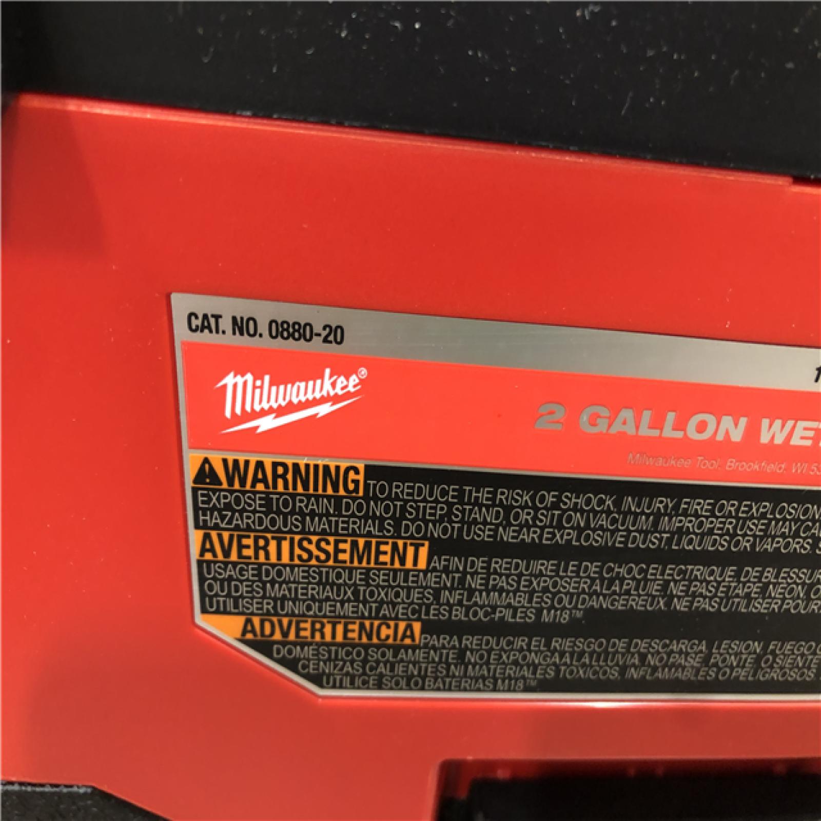 AS-IS Milwaukee 18-Volt 2 Gal. Lithium-Ion Cordless Wet/Dry Vacuum (Vacuum-Only)