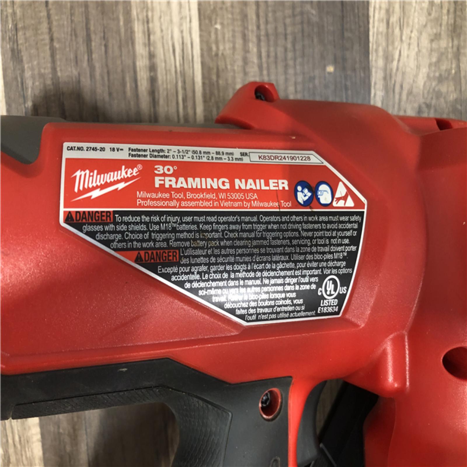 AS-IS Milwaukee FUEL 3-1/2 in. 18-Volt 30-Degree Lithium-Ion Brushless Cordless Framing Nailer (Tool-Only)