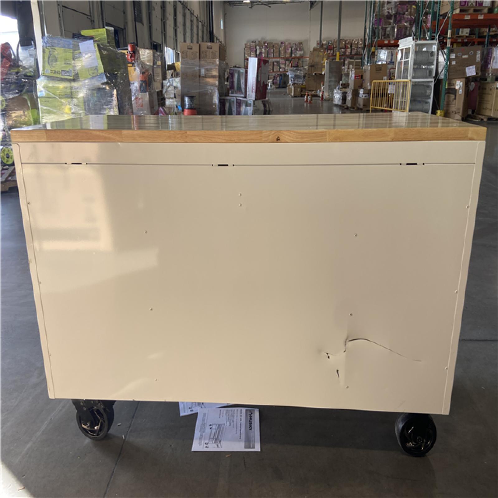 DALLAS LOCATION - Husky Tool Storage 61 in. W x 23 in. D Heavy Duty White Mobile Workbench Tool Chest