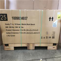 Phoenix SEALED Husky Standard Duty 72 in. W x 20 in. D 10-Drawer Gloss Black Mobile Workbench Cabinet with Solid Wood Top