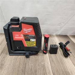 AS-IS- MILWAUKEE 100 Ft. REDLITHIUM Lithium-Ion USB Green Rechargeable Cross Line Laser Level with Charger