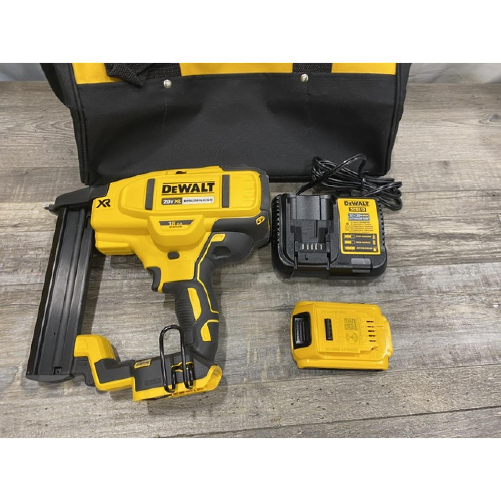AS-IS DEWALT 20V MAX XR Lithium-Ion Cordless 18-Gauge Narrow Crown Stapler Kit