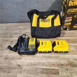 HOUSTON LOCATION - AS-IS Dewalt DCK225D2 20V MAX ATOMIC Brushless Compact Lithium-Ion 1/2 in. Cordless Drill Driver and 1/4 in. Impact Driver Combo Kit with 2 Batteries 2 Ah