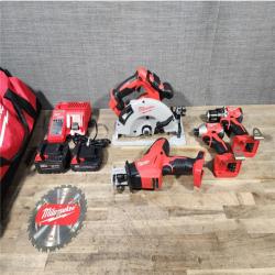 HOUSTON LOCATION - AS-IS Milwaukee M18 18-Volt Lithium-Ion Brushless Cordless Combo Kit (4-Tool) with 2-Batteries, 1-Charger and Tool Bag