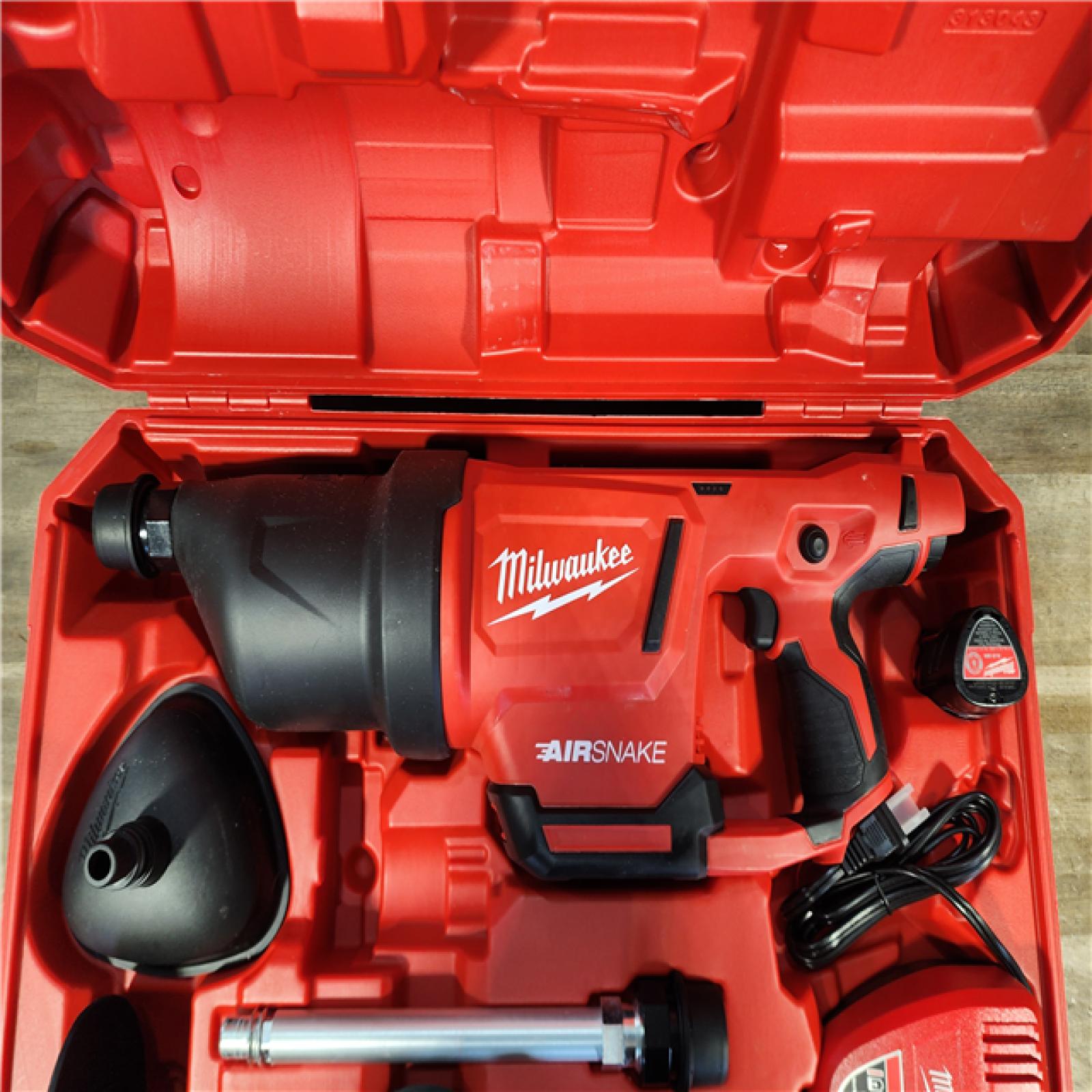 HOUSTON LOCATION - AS-IS M12 12-Volt Lithium-Ion Cordless Drain Cleaning Airsnake Air Gun Kit with (1) 2.0Ah Battery  Toilet Attachments