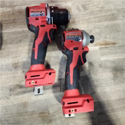 HOUSTON LOCATION - AS-IS Milwaukee M18 18V Lithium-Ion Brushless Cordless Compact Drill/Impact Combo Kit (2-Tool) W/(2) 2.0 Ah Batteries  Charger & Bag