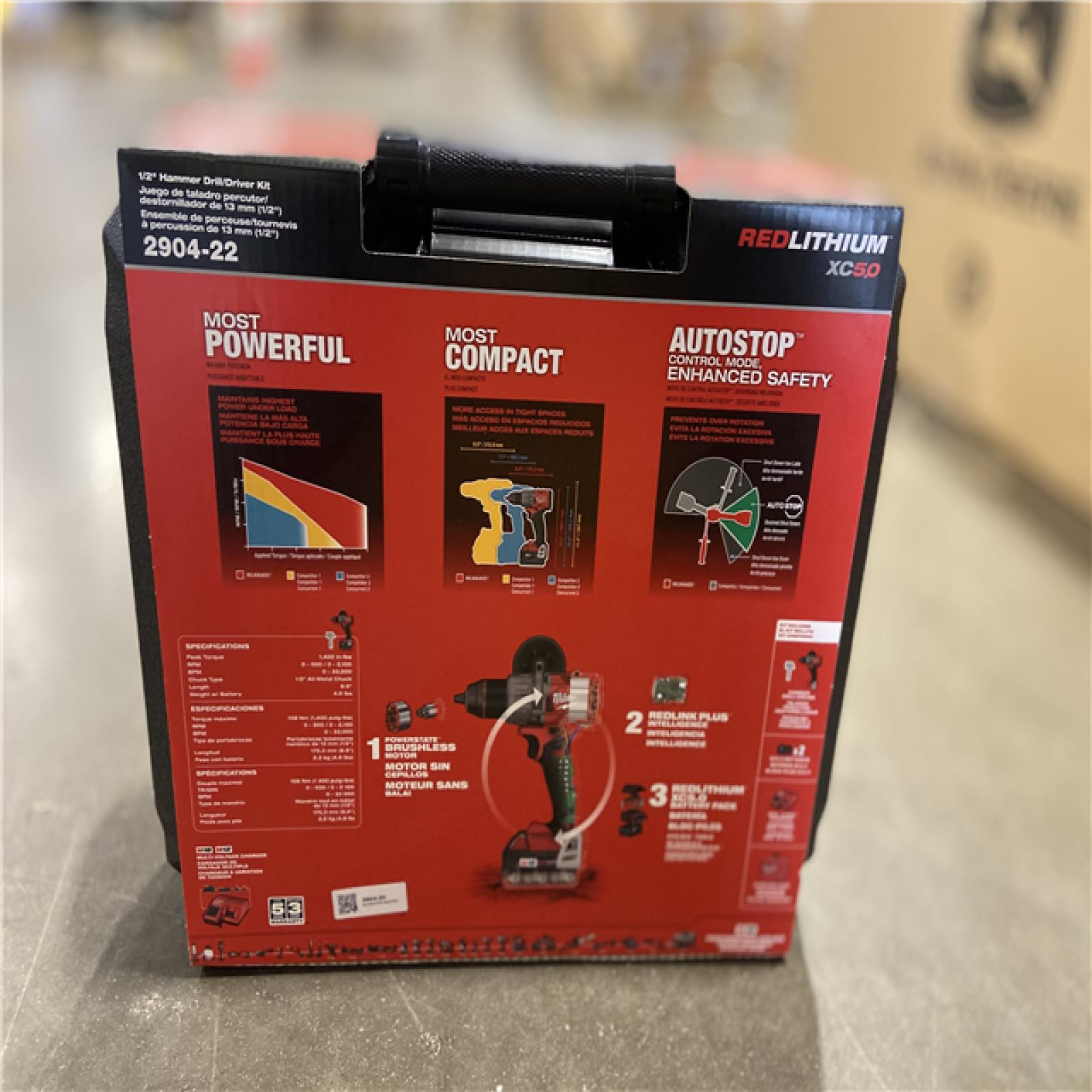 NEW! - Milwaukee M18 FUEL 18V Lithium-Ion Brushless Cordless 1/2 in. Hammer Drill Driver Kit with Two 5.0 Ah Batteries and Hard Case