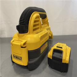 AS-IS - DEWALT 20V MAX Lithium-Ion 1/2 Gal. Wet/Dry Portable Vac W/ XR 4Ah Battery & Contractor Bag