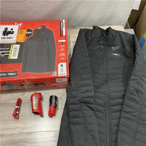 AS-IS Women's Medium M12 12-Volt Lithium-Ion Cordless AXIS Black Heated Quilted Jacket Kit with (1) 3.0 Ah Battery and Charger
