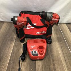 AS-IS Milwaukee FUEL 12-Volt Lithium-Ion Brushless Cordless Hammer Drill and Impact Driver Combo Kit