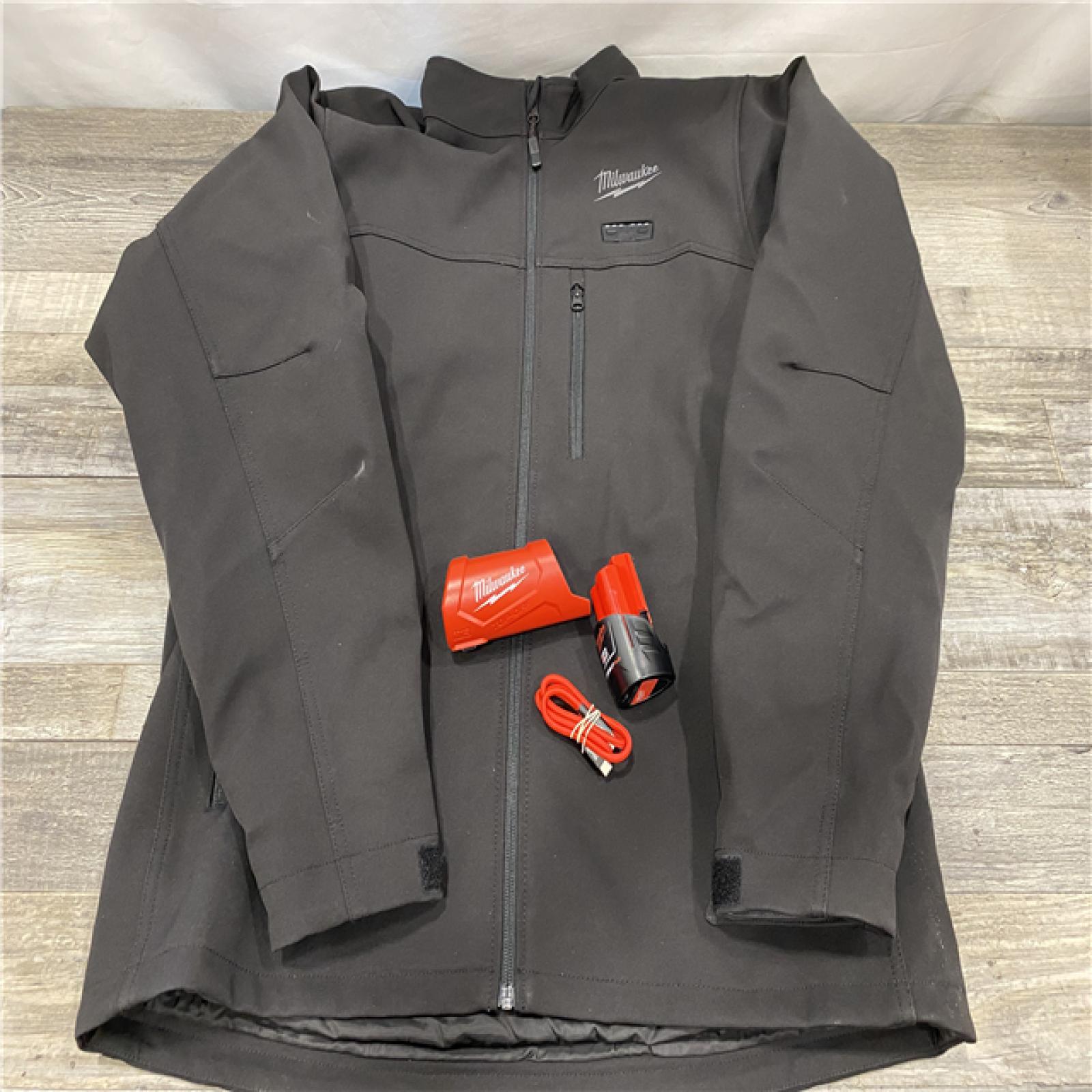 AS-IS Milwaukee Men's Large 12-Volt Lithium-Ion Cordless Tough Shell Black Heated Jacket Kit