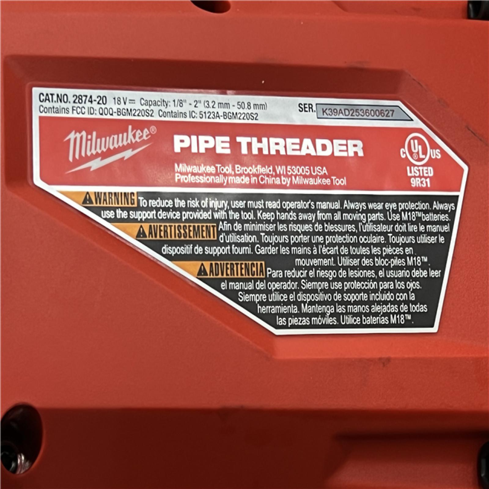 AS-IS Milwaukee M18 Fuel One-Key Cordless Brushless Pipe Threader Kit with (2) 12.0Ah Batteries and Case