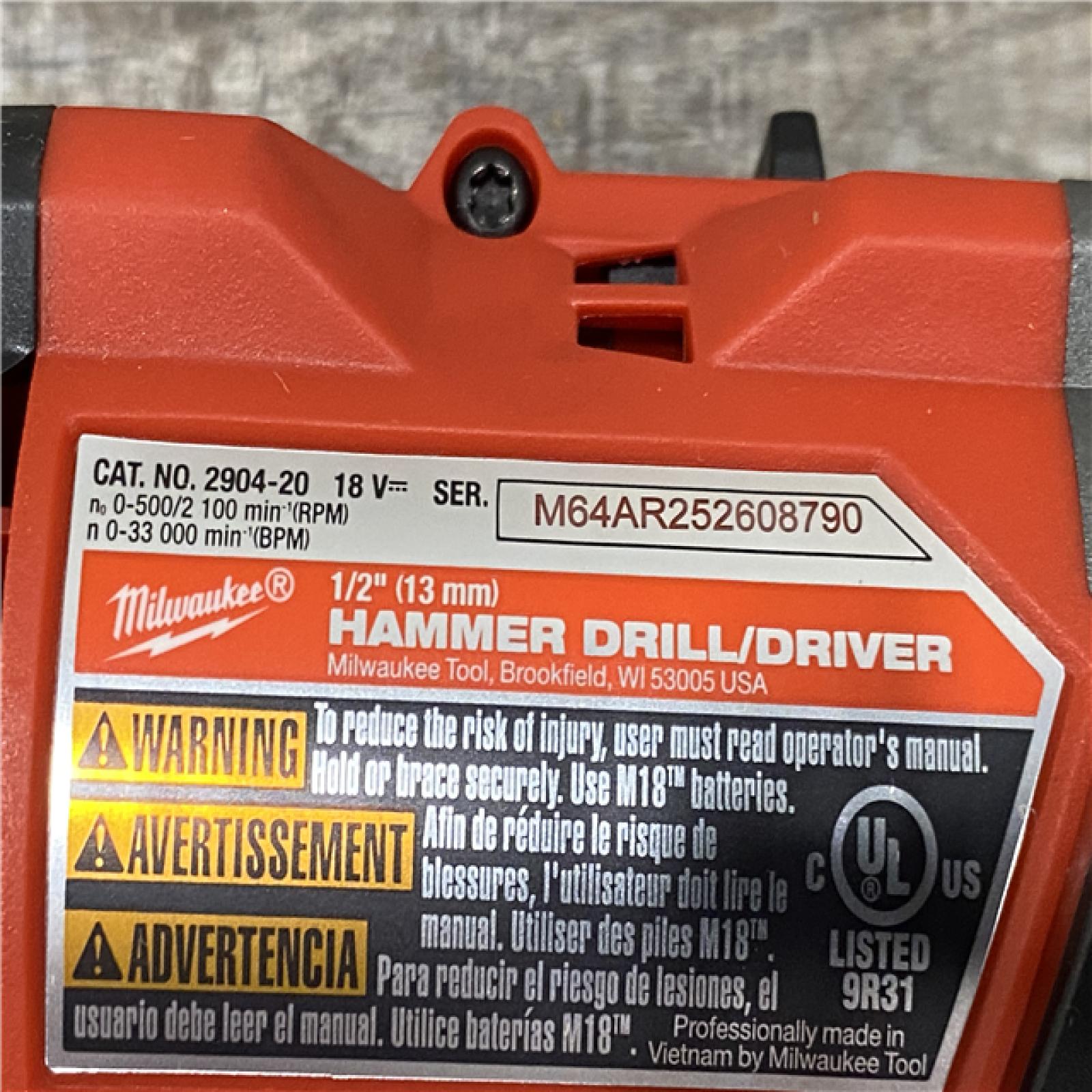 AS-IS Milwaukee FUEL 18V Lithium-Ion Brushless Cordless 1/2 in. Hammer Drill Driver Kit