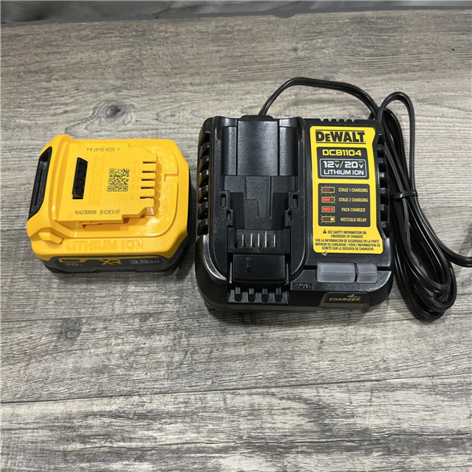 AS-IS DEWALT 20V MAX XR POWERSTACK Lithium-Ion Battery Starter Kit with 3.5Ah Battery and Charger