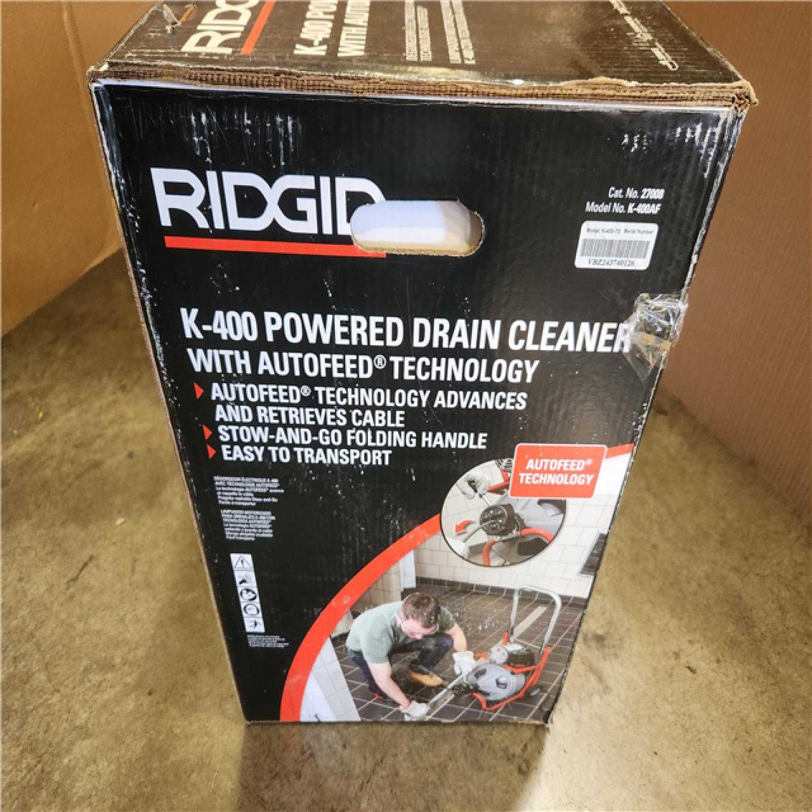 Phoenix NEW RIDGID K-400 AutoFeed Drain Cleaning Snake Auger 120-Volt Drum Machine and C-32IW 3/8 in. x 75 ft. Cable + Tool Set & Gloves (SEALED)