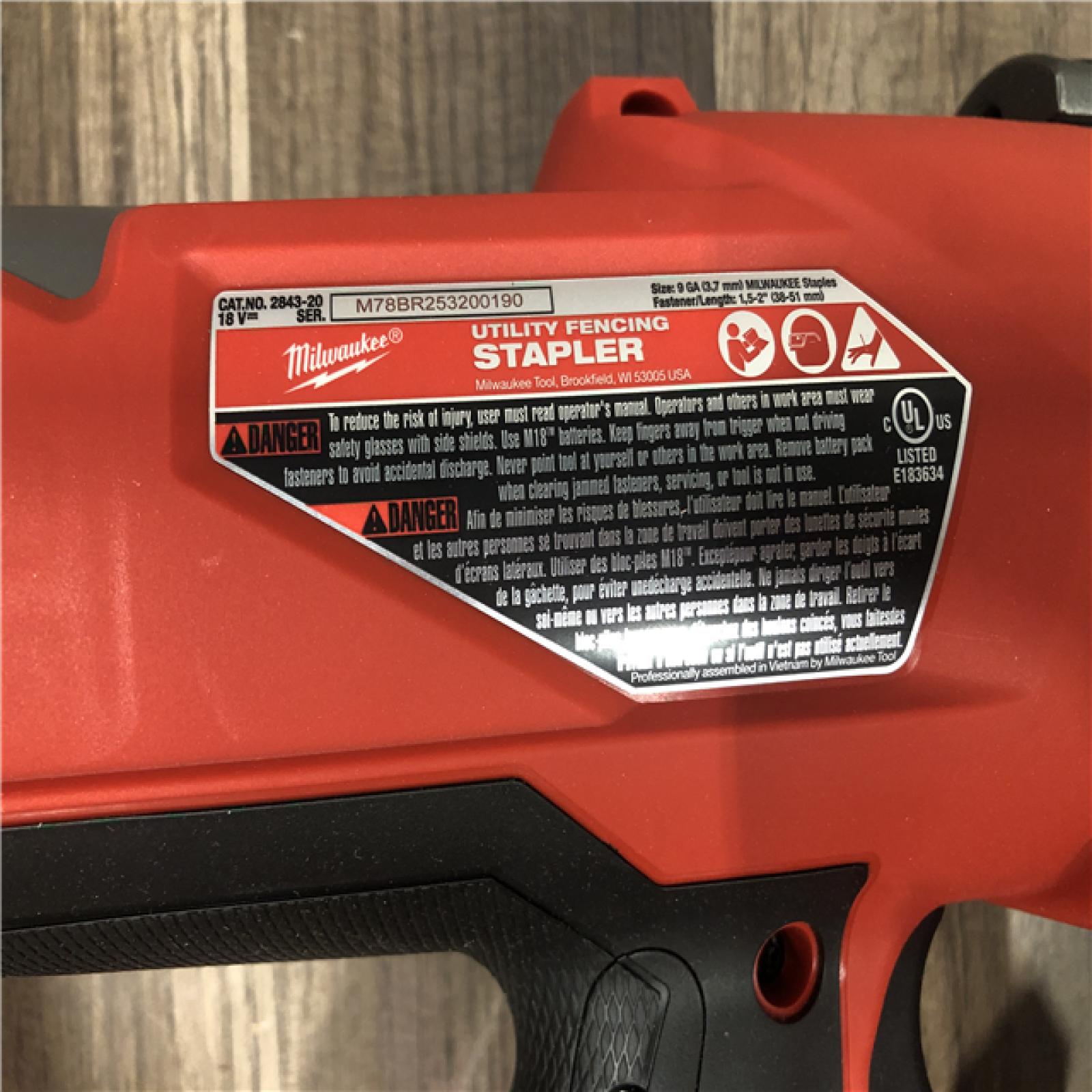 AS-IS Milwaukee  FUEL 18-Volt Lithium-Ion Brushless Cordless Utility Fencing Stapler (Tool-Only)
