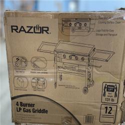 DALLAS LOCATION - Razor 37 in. 4-Burner Portable Propane Gas Griddle Flat Top Grill in Black with Foldable Shelves and Cover