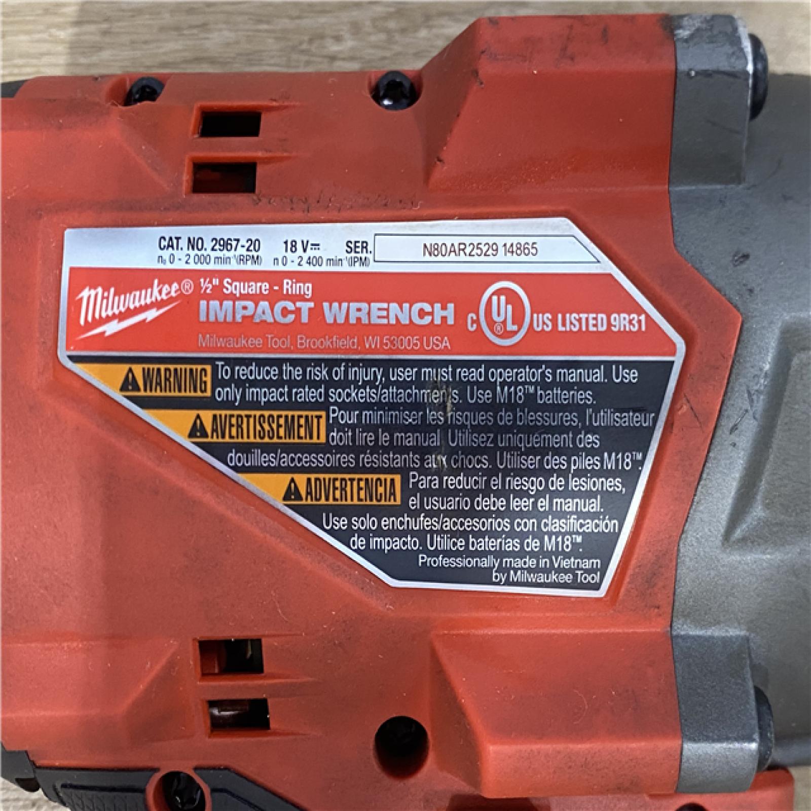 AS-IS Milwaukee FUEL 18V Lithium-Ion Brushless Cordless 1/2 in. Impact Wrench with Friction Ring (Tool-Only)