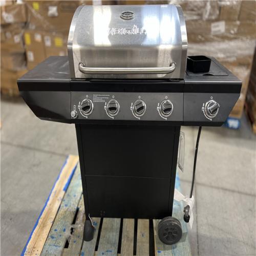 AS-IS - Nexgrill 4-Burner Propane Gas Grill in Black with Side Burner and Stainless Steel Main Lid