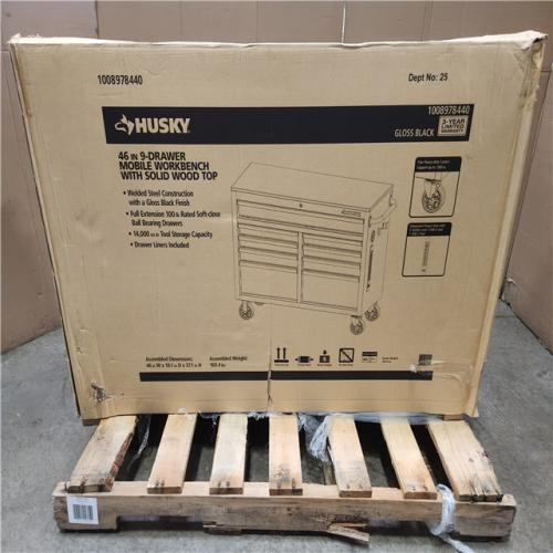 Phoenix NEW Husky Tool Storage 46 in. W x 18 in. D 9-Drawer Mobile Workbench Cabinet in Gloss Black