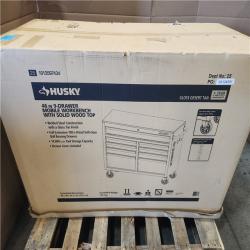 Phoenix NEW Husky Standard Duty 46 in. W x 18 in. D 9-Drawer Gloss Tan Mobile Workbench Cabinet with Solid Wood Top