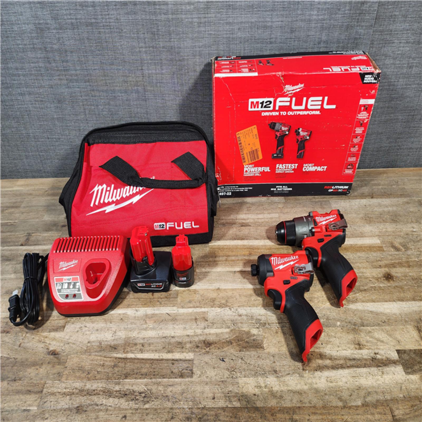 HOUSTON LOCATION - AS-IS (APPEARS LIKE NEW) Milwaukee FUEL 12-Volt Lithium-Ion Brushless Cordless Hammer Drill and Impact Driver Combo Kit