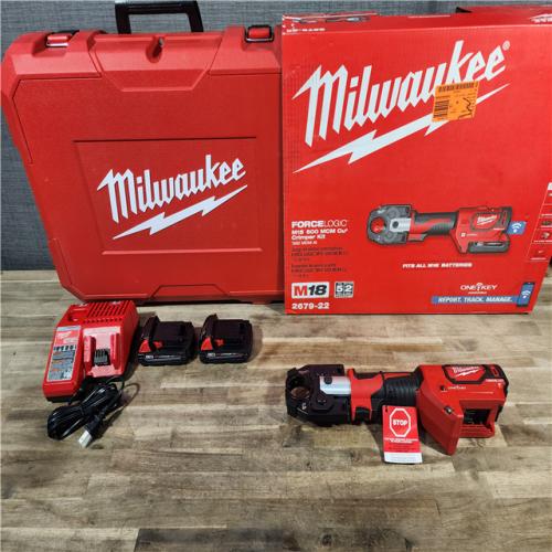 HOUSTON LOCATION - AS-IS (APPEARS LIKE NEW) M18 18-Volt Lithium-Ion Cordless FORCE LOGIC 600 MCM Crimper Kit W/(2) 2.0Ah Batteries, Charger, Hard Case