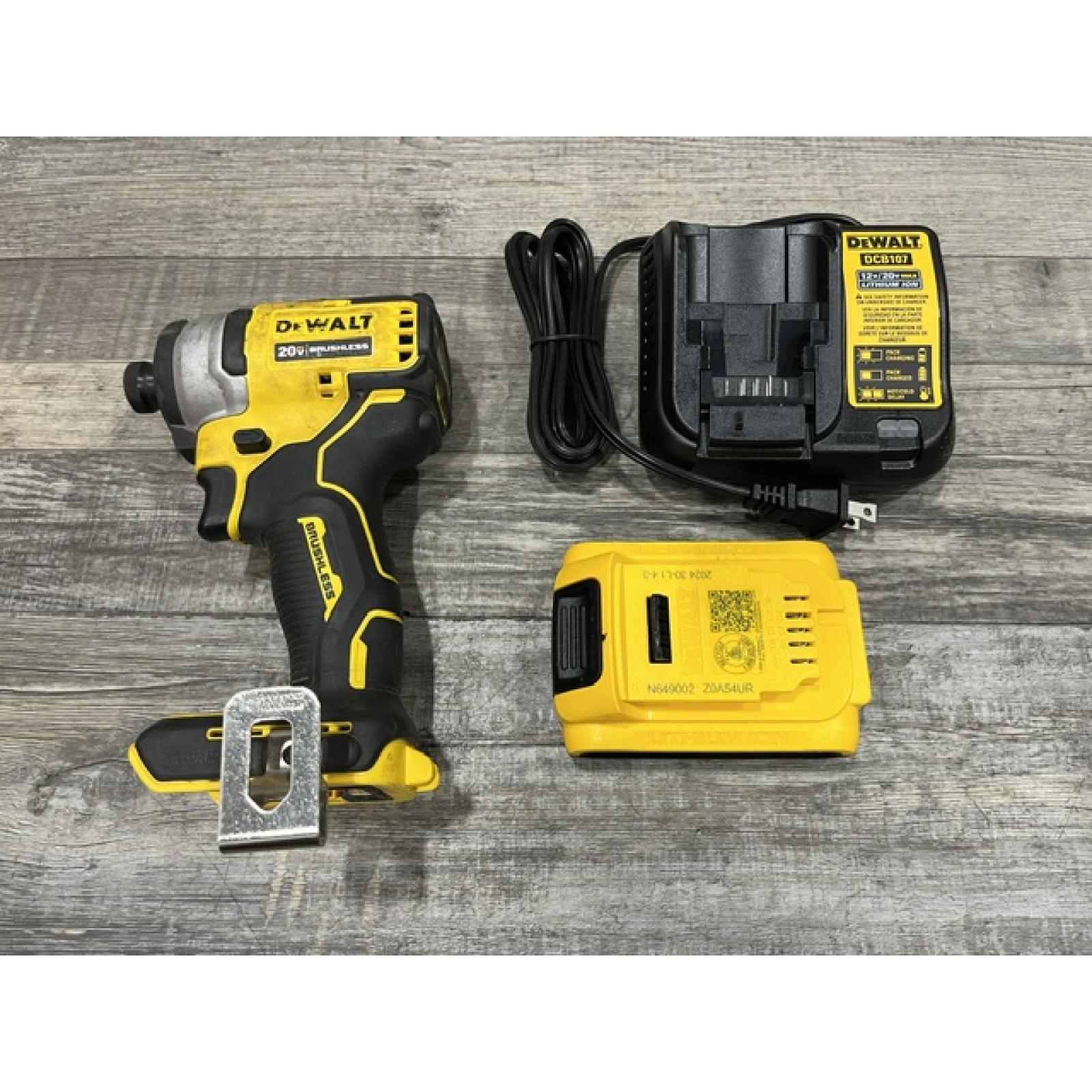 AS-IS DEWALT Atomic 20V Max Lithium-Ion Brushless Cordless Compact 1/4 in. Impact Driver Kit