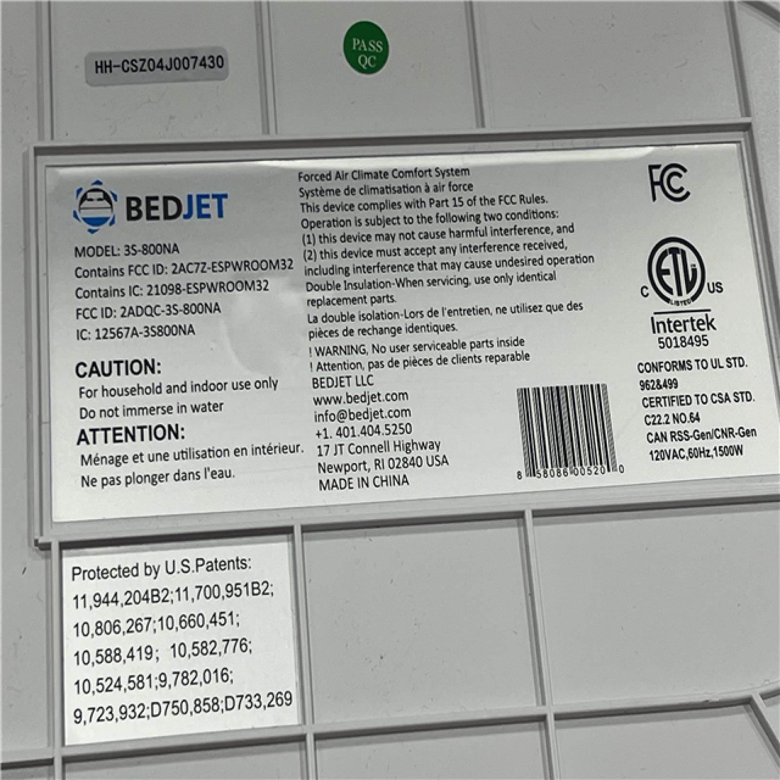 AS-IS BedJet Climate Comfort System